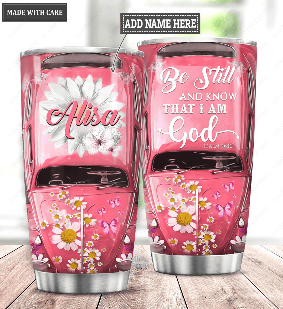 Personalized Huge Daisy Be Still Pink Tumbler