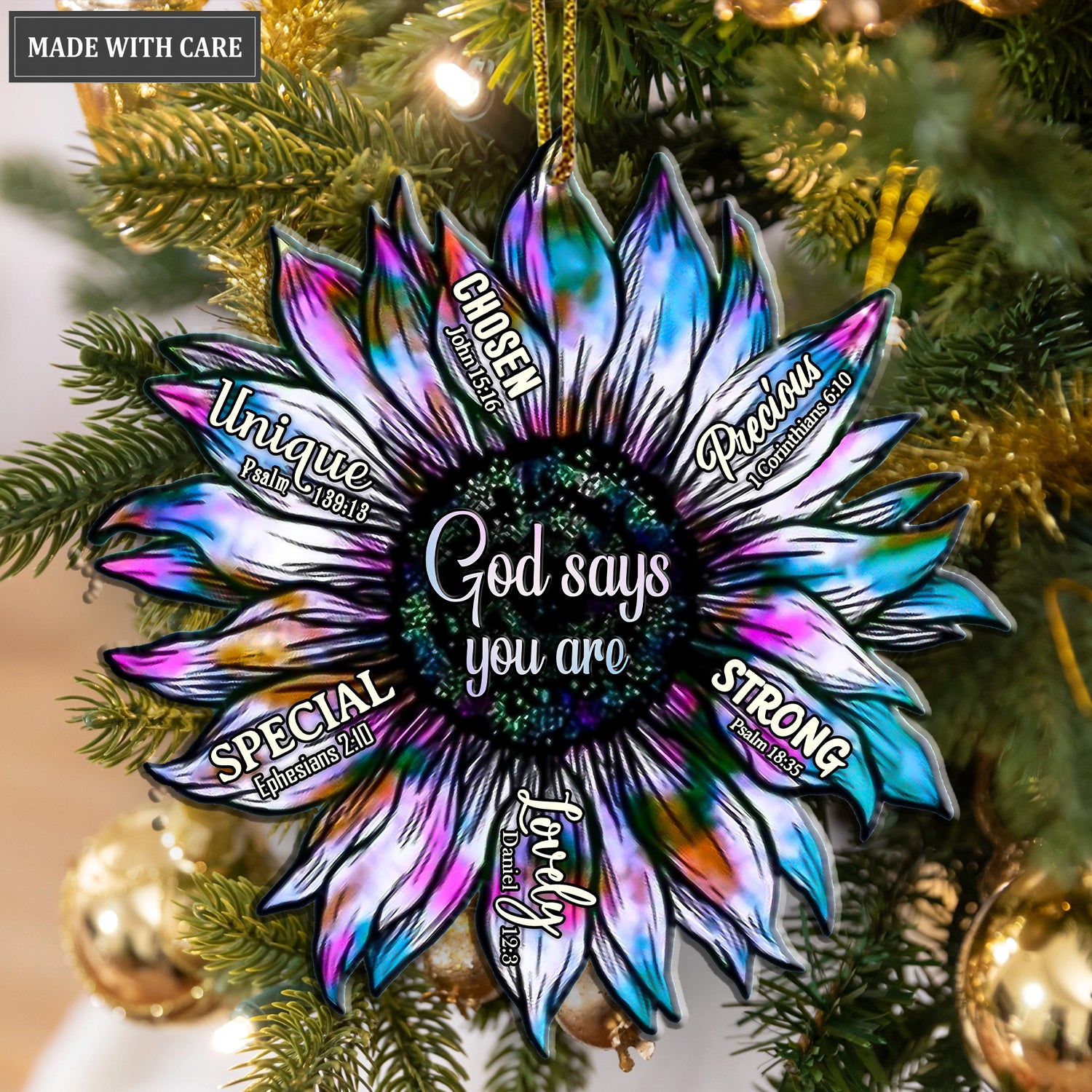 Sunflower Silhouette God Says You Are Ornament Christmas Gift For Women Men For Family Christian Gifts