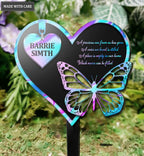 Personalized Memorial Butterfly Heart Plaque Stake