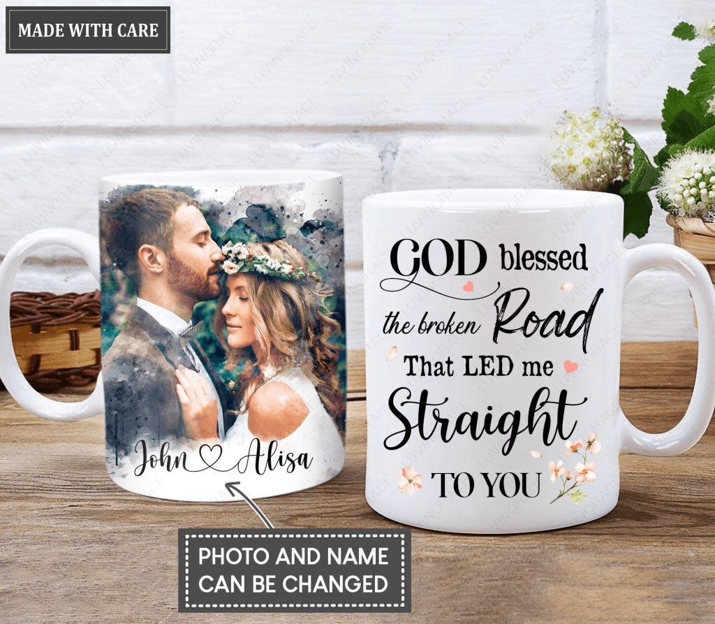 Personalized Printed Photo Of Couple God Blessed Mug