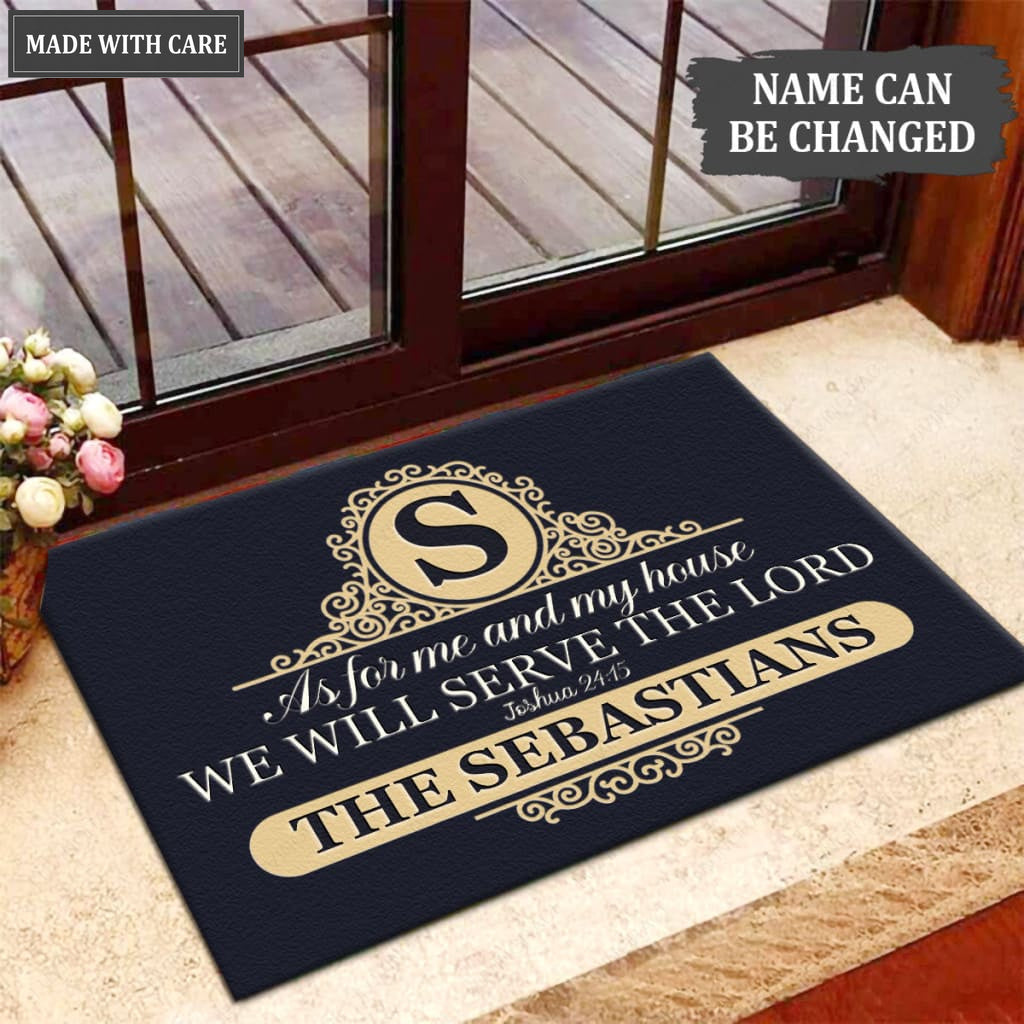 Luvingrace M73 Vintage Monogram Collection As For My House Personalized Doormat