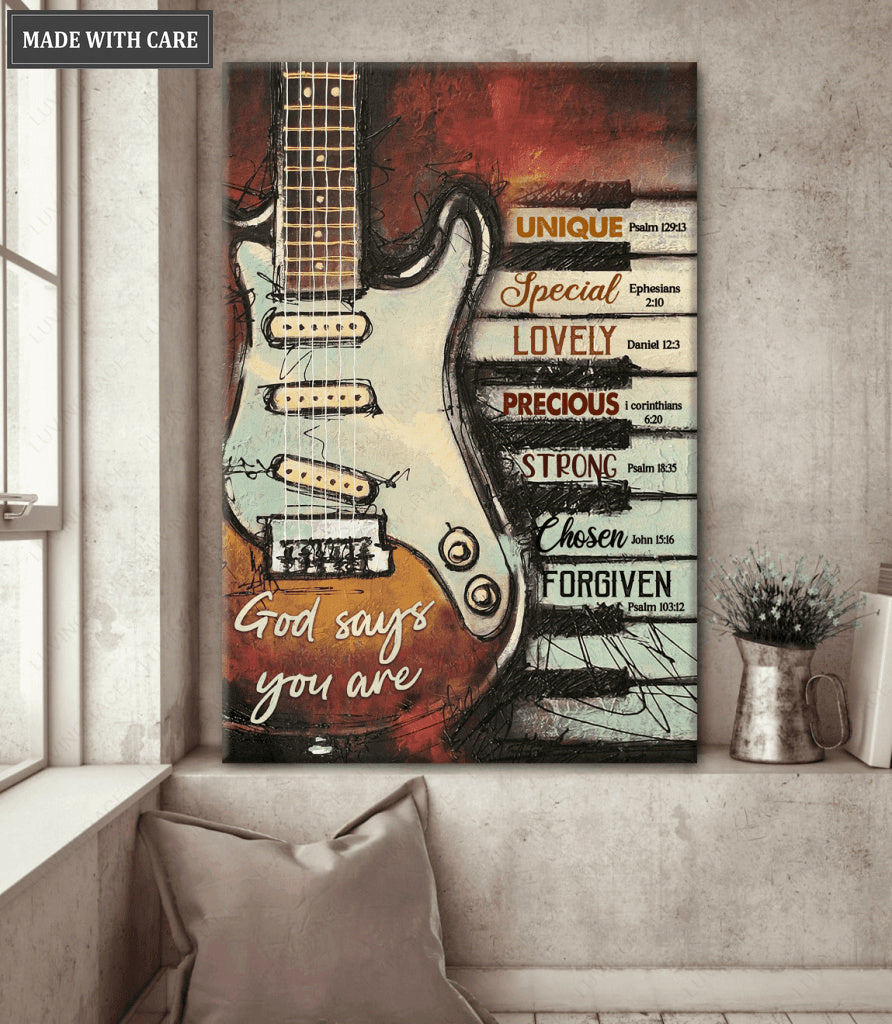 Guitar God Says You Are Canvas Wall Art
