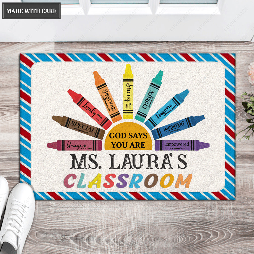 God Says You Are Personalized Classroom Doormat