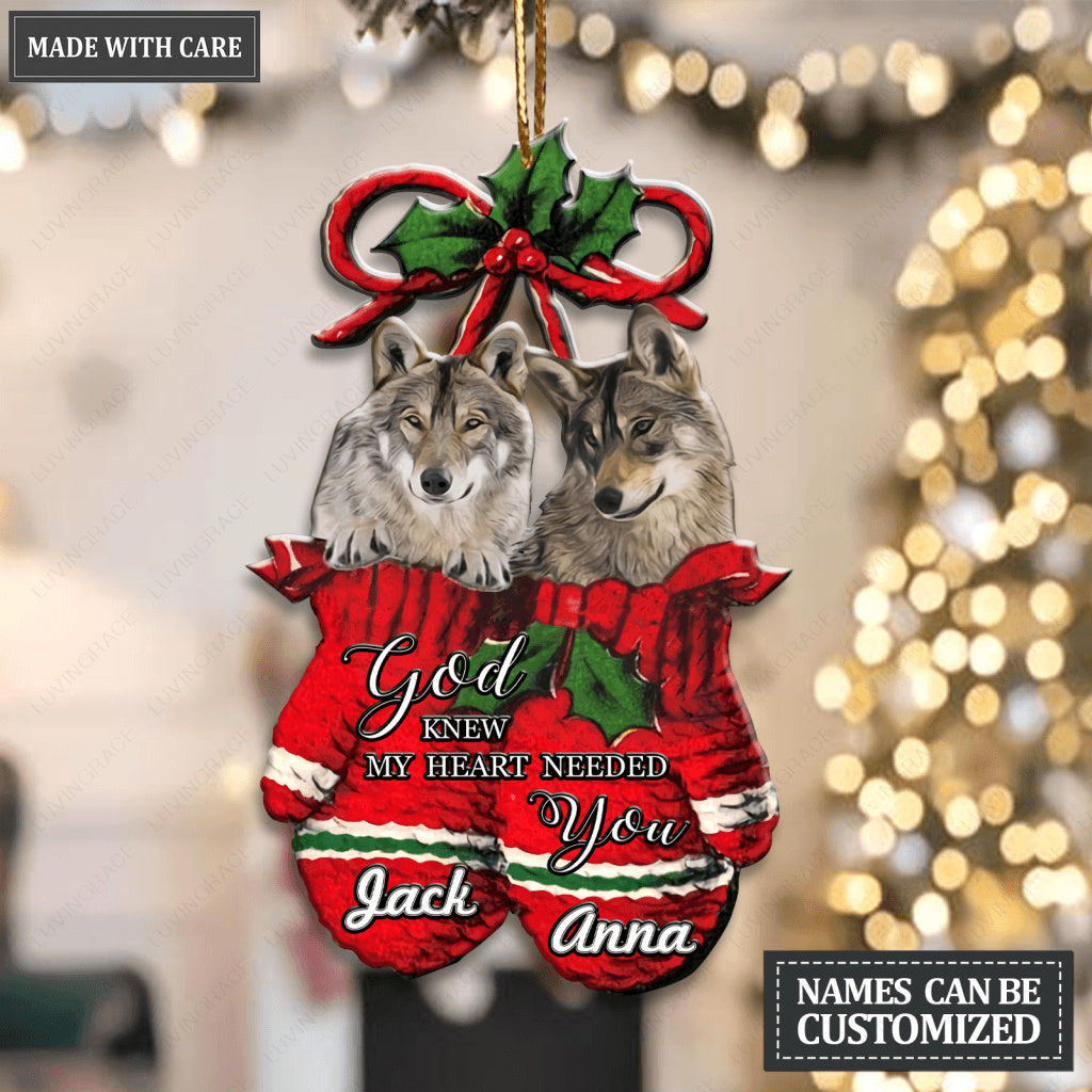 Wolf Couple God Knew My Heart Personalized Ornament