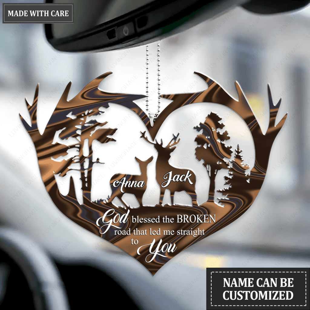 Couple Deer Scene God Blessed Personalized Ornament