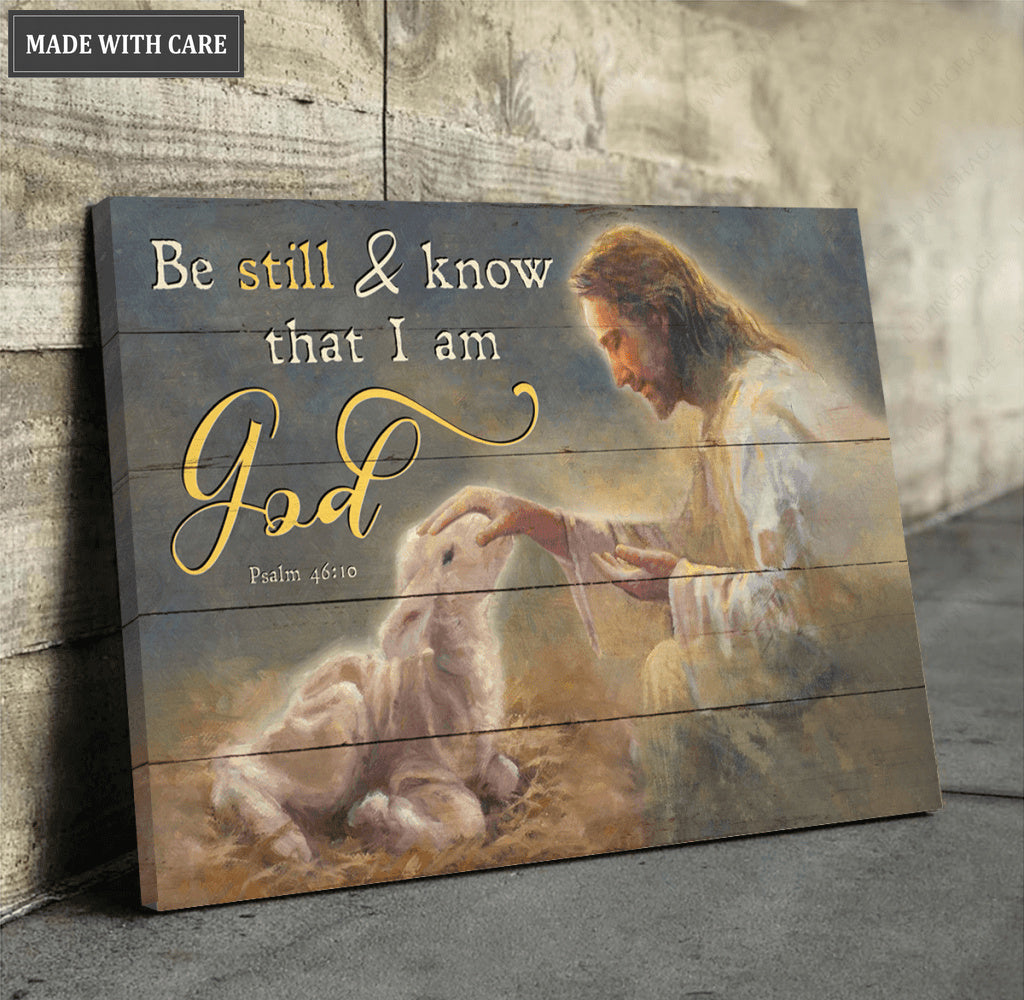 Jesus With Sheep Be Still Wall Art