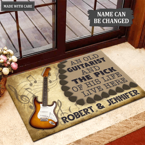 An Old Guitarist And The Pick Of His Life Personalized Doormat