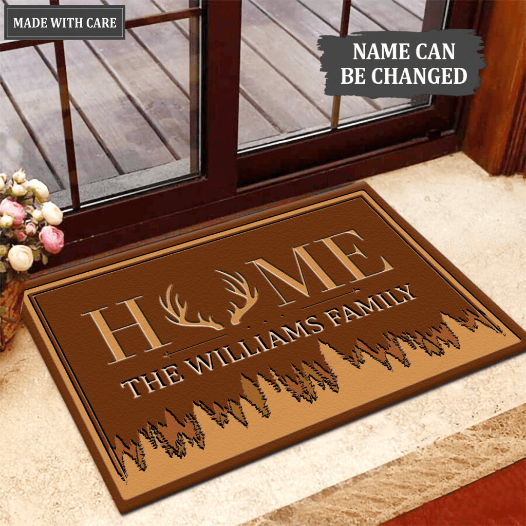 Personalized Antlers Deer Home Doormat