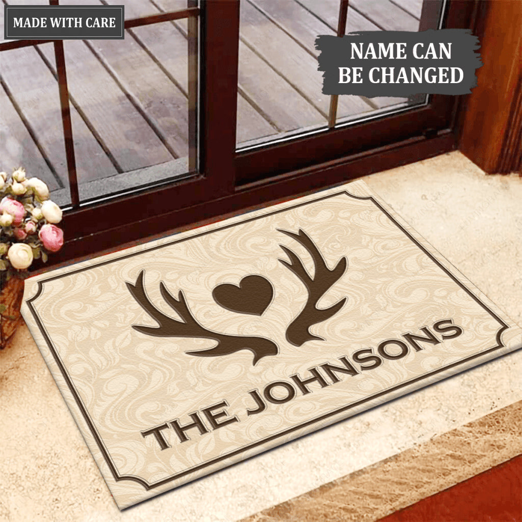 Personalized Vintage Country Deer Antlers Doormat