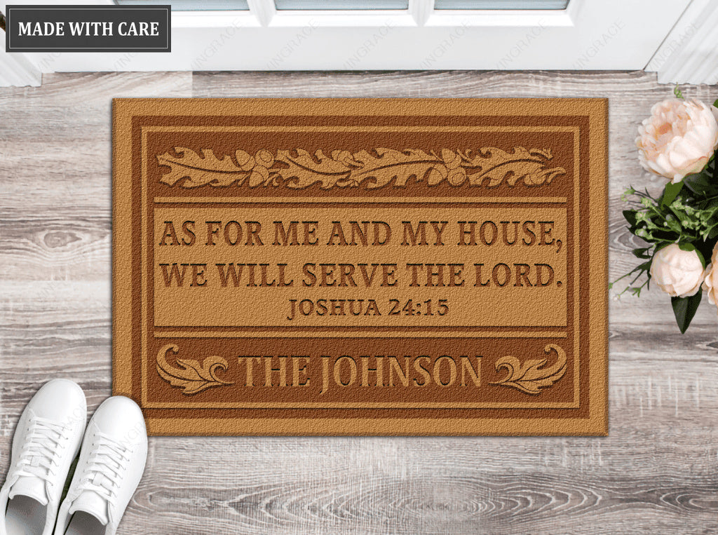 New As For Me And My House Personalized Family Name Doormat