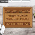Blessed Coming In and Going Out Christian Gifts Personalized Doormat