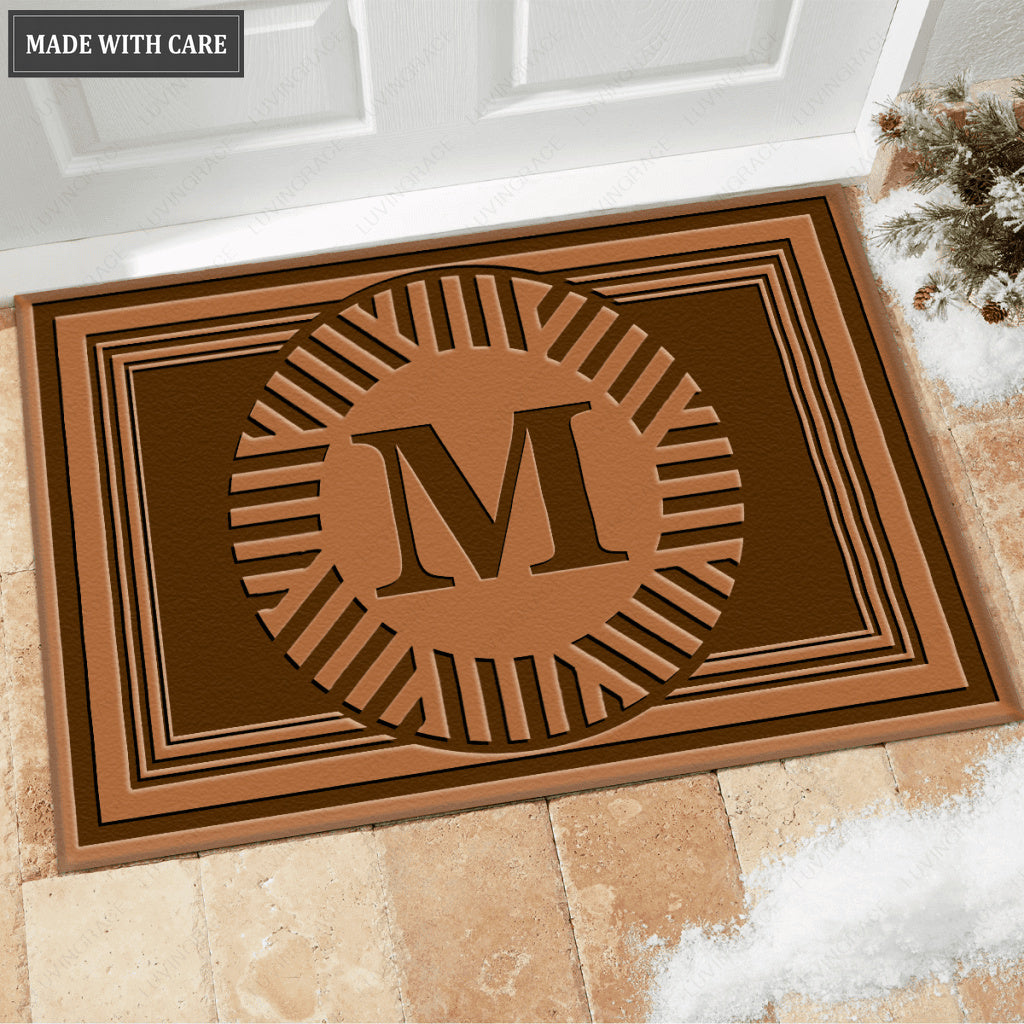 Luvingrace M03 Vintage Monogram The First Letter of Family Name Personalized Doormat