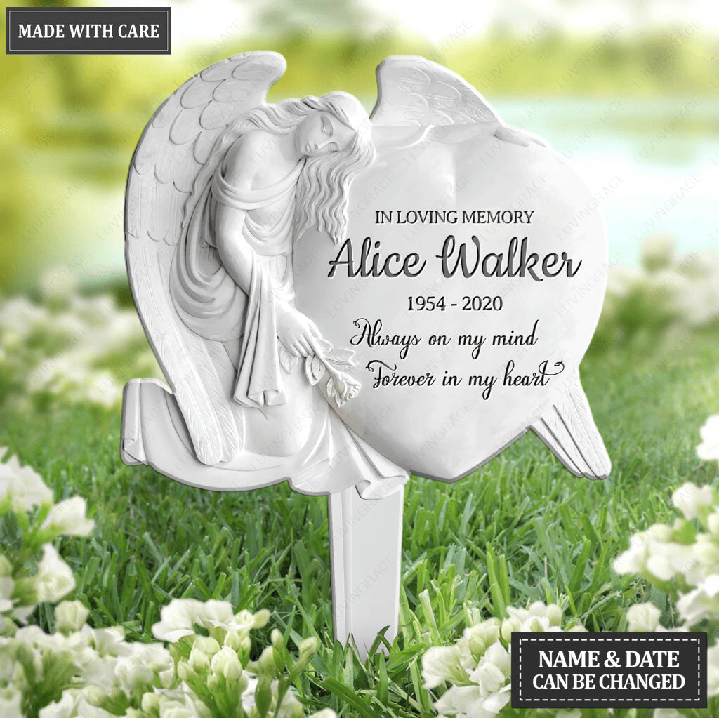 Personalized Angel Heart Memorial Plaque Stake
