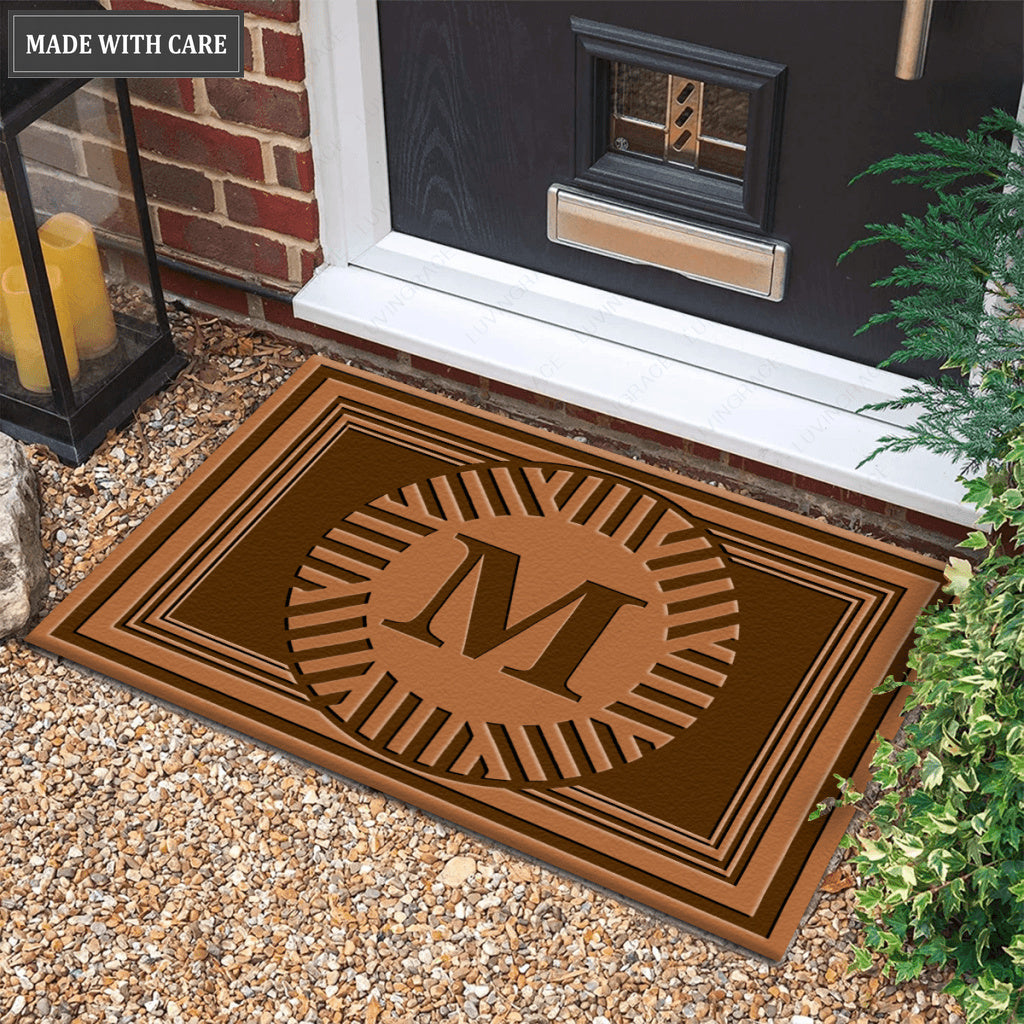 Luvingrace M03 Vintage Monogram The First Letter of Family Name Personalized Doormat