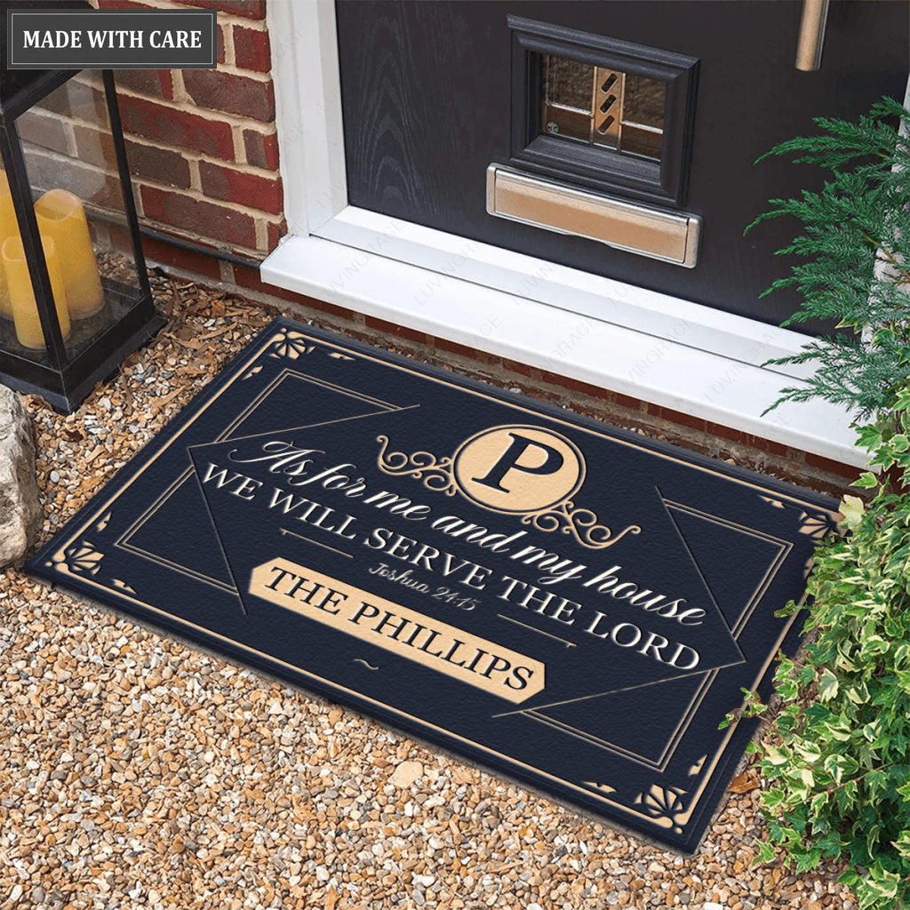 Luvingrace M04 Vintage Monogram Collection As For My House Personalized Doormat