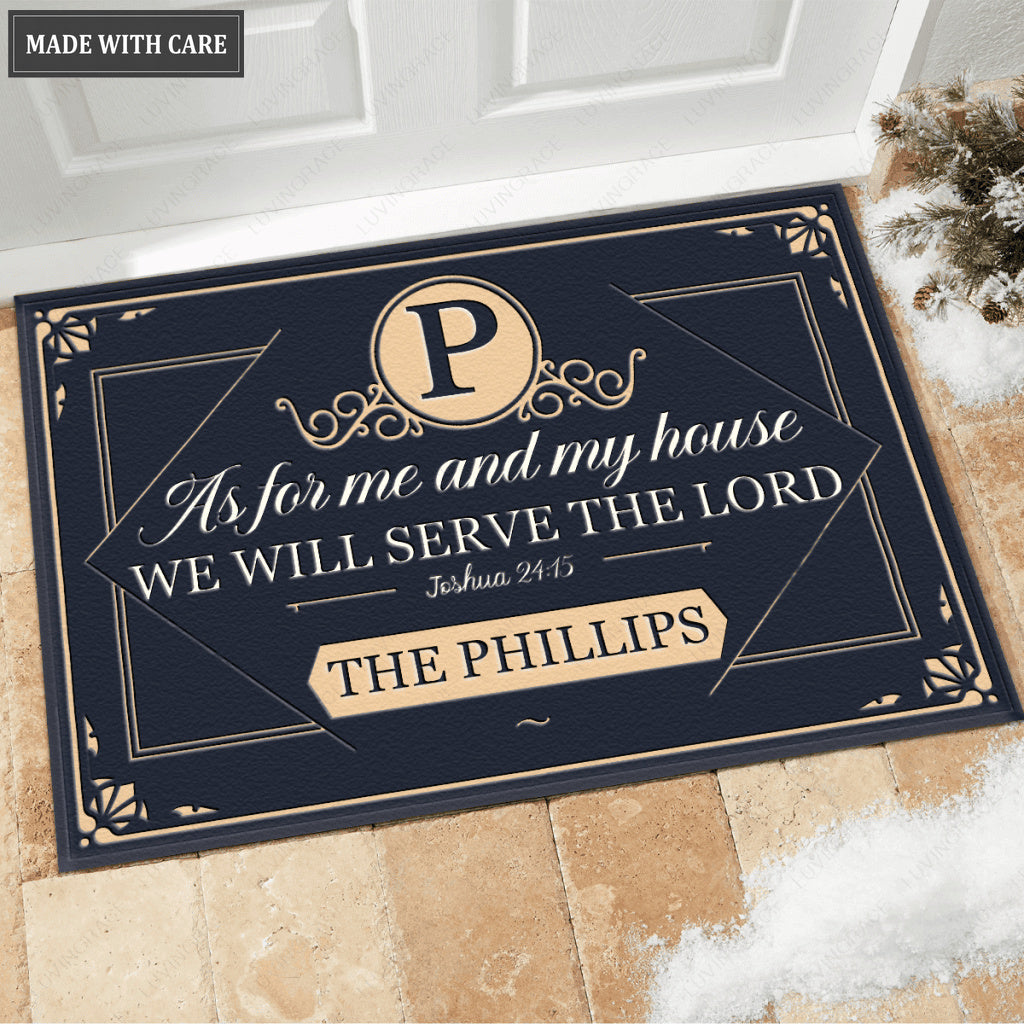 Luvingrace M04 Vintage Monogram Collection As For My House Personalized Doormat