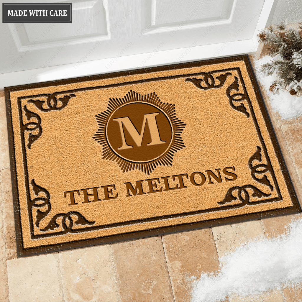 Luvingrace M05 Vintage Monogram Collection Family Name Personalized Doormat