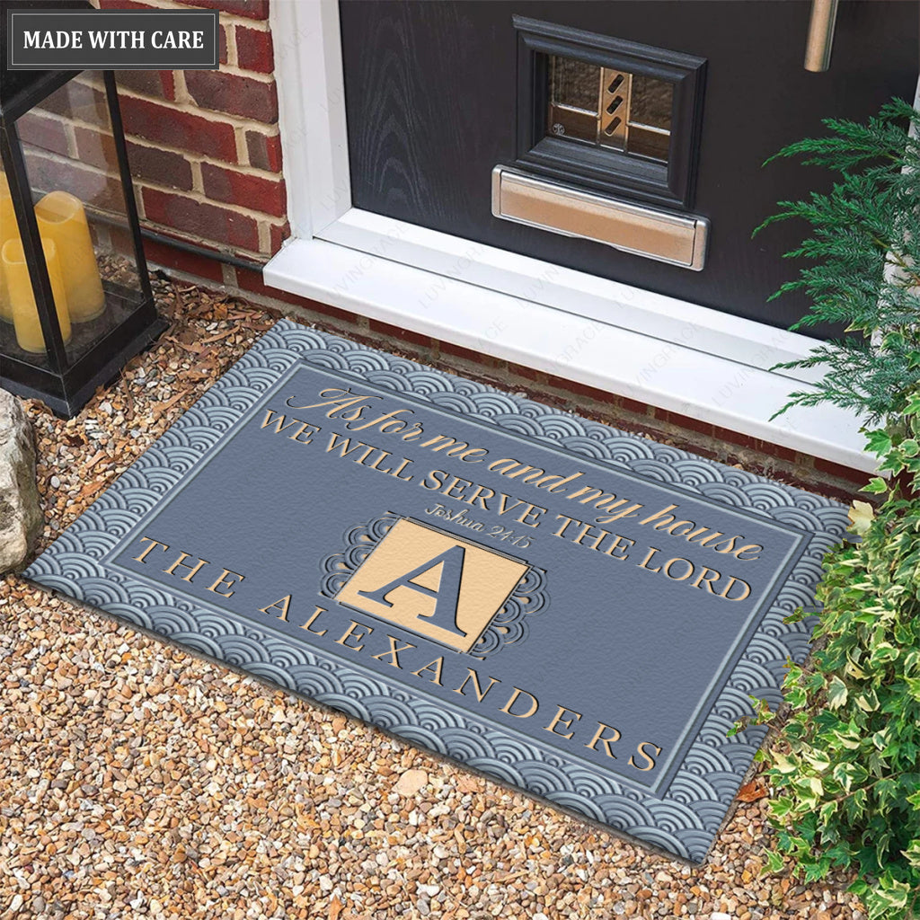 Luvingrace M06 Vintage Monogram Collection As For My House Personalized Doormat