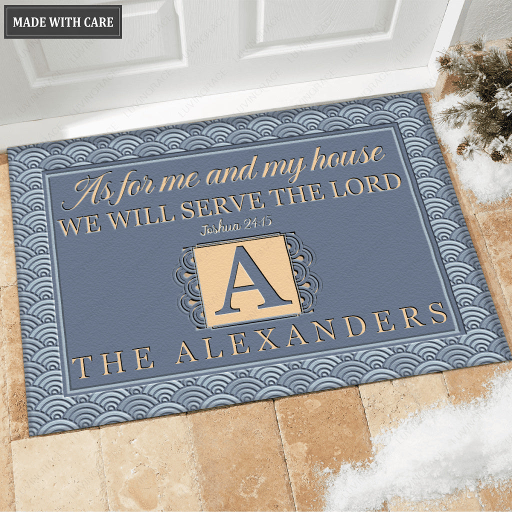 Luvingrace M06 Vintage Monogram Collection As For My House Personalized Doormat
