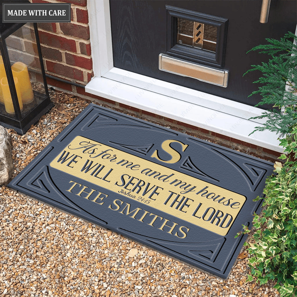 Luvingrace M07 Vintage Monogram Collection As For My House Personalized Doormat