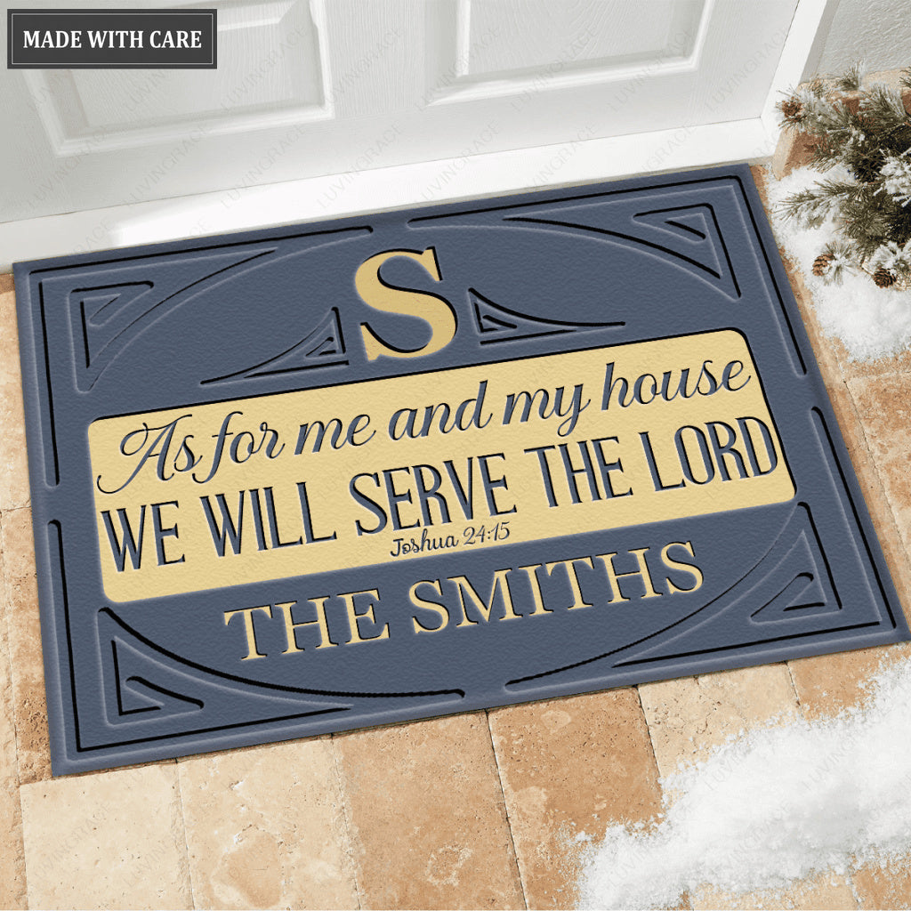 Luvingrace M07 Vintage Monogram Collection As For My House Personalized Doormat