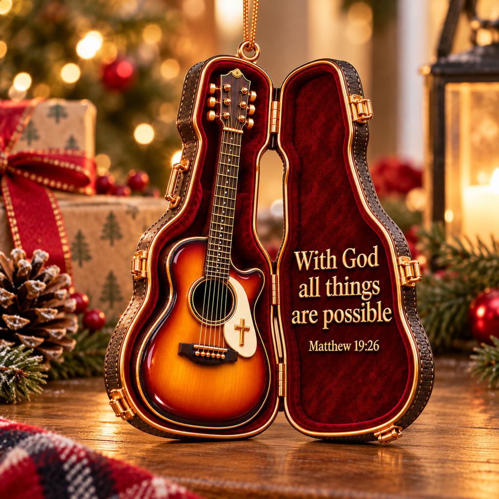 3D With God All Things Are Possible Guitar Case Ornament