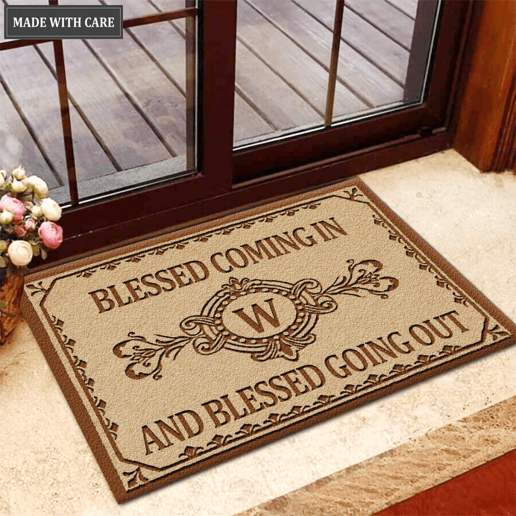 Personalized Blessed Coming In Going Out Doormat
