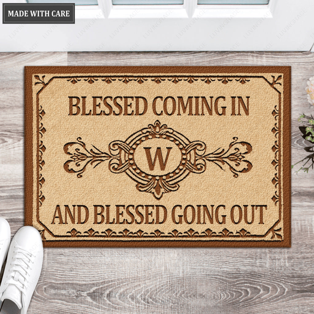 Personalized Blessed Coming In Going Out Doormat