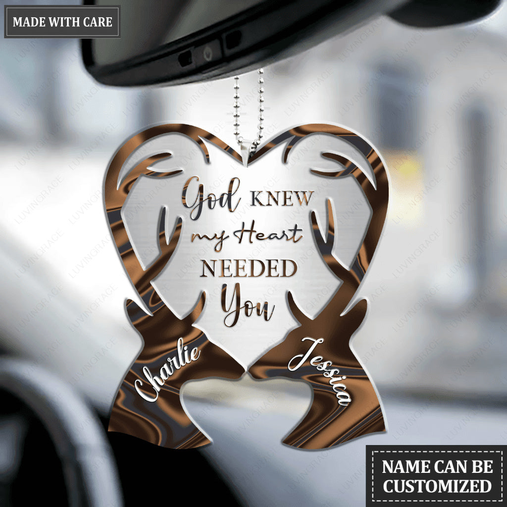 God Knew Deer Couple Personalized Hologram Ornament