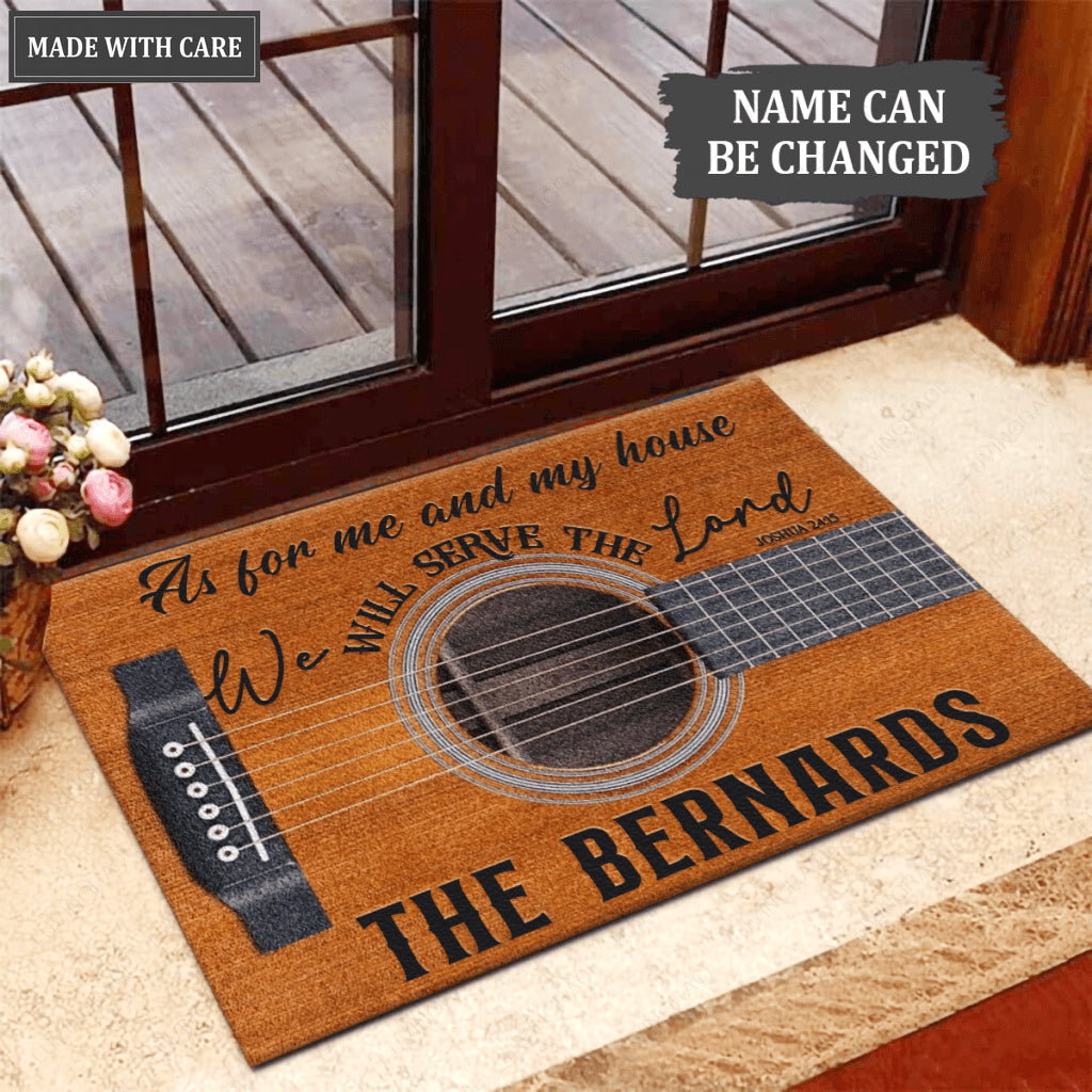 Guitar Serve The Lord Personalized Doormat