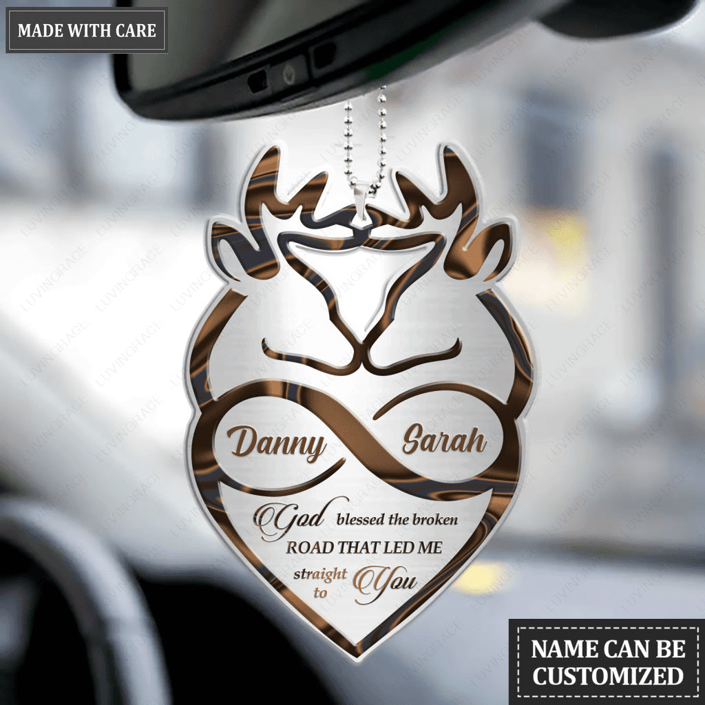 Hologram Buck And Doe God Blessed Personalized Ornament