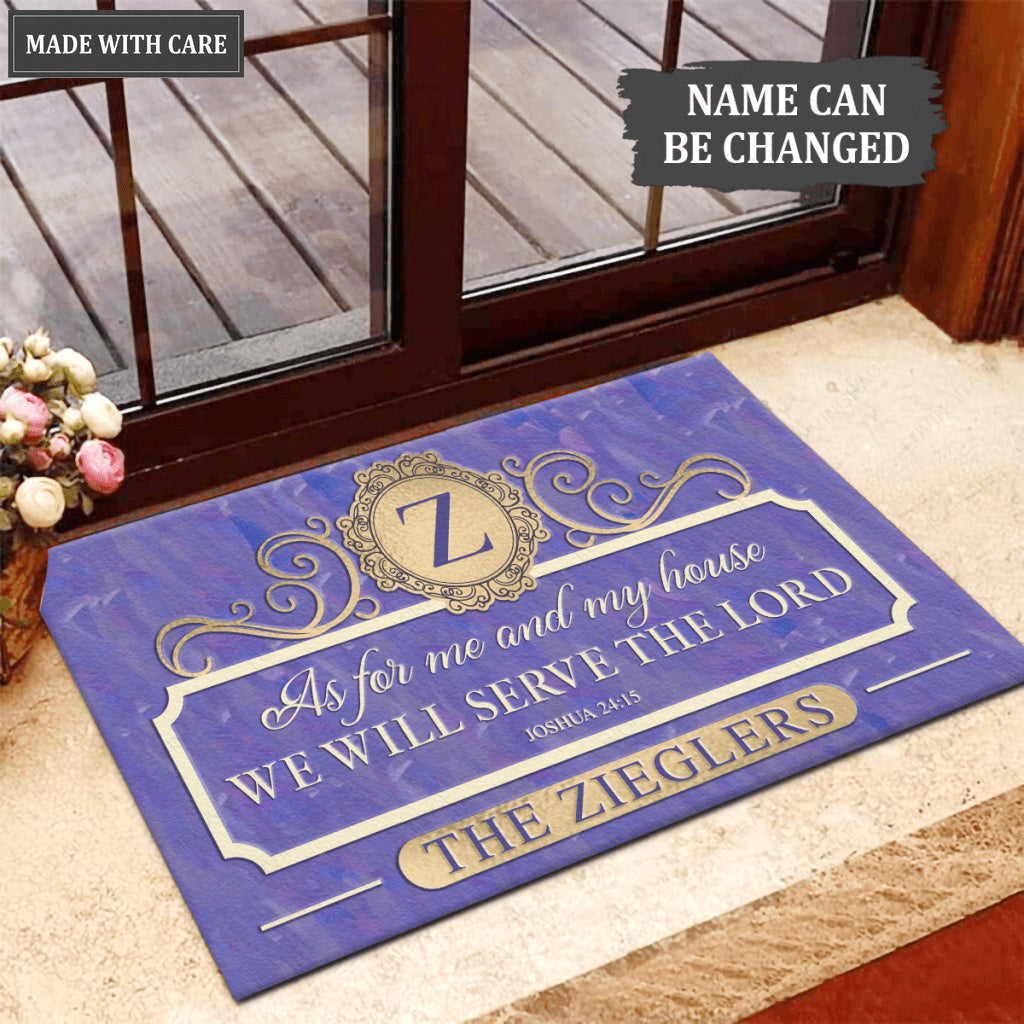 Personalized Bleached Purple Serve The Lord Doormat