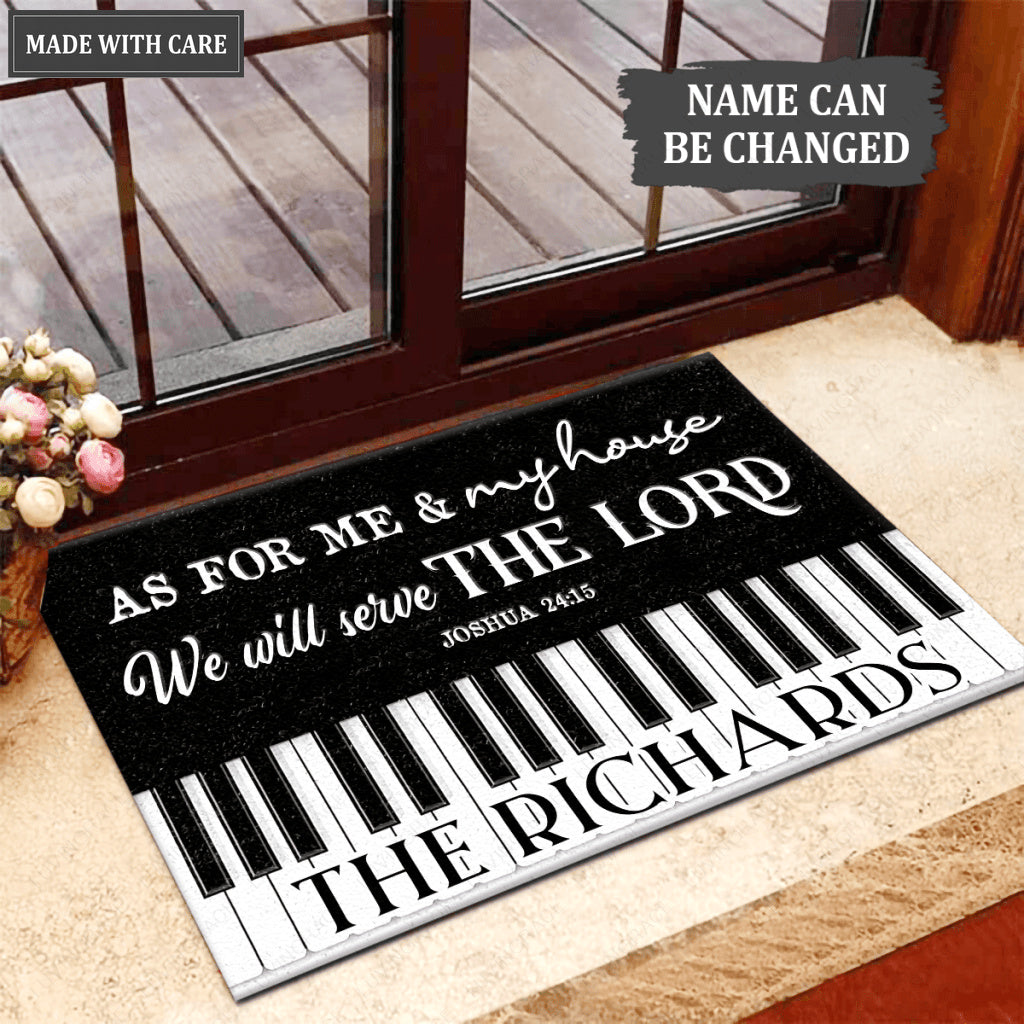 Piano Serve The Lord Personalized Doormat