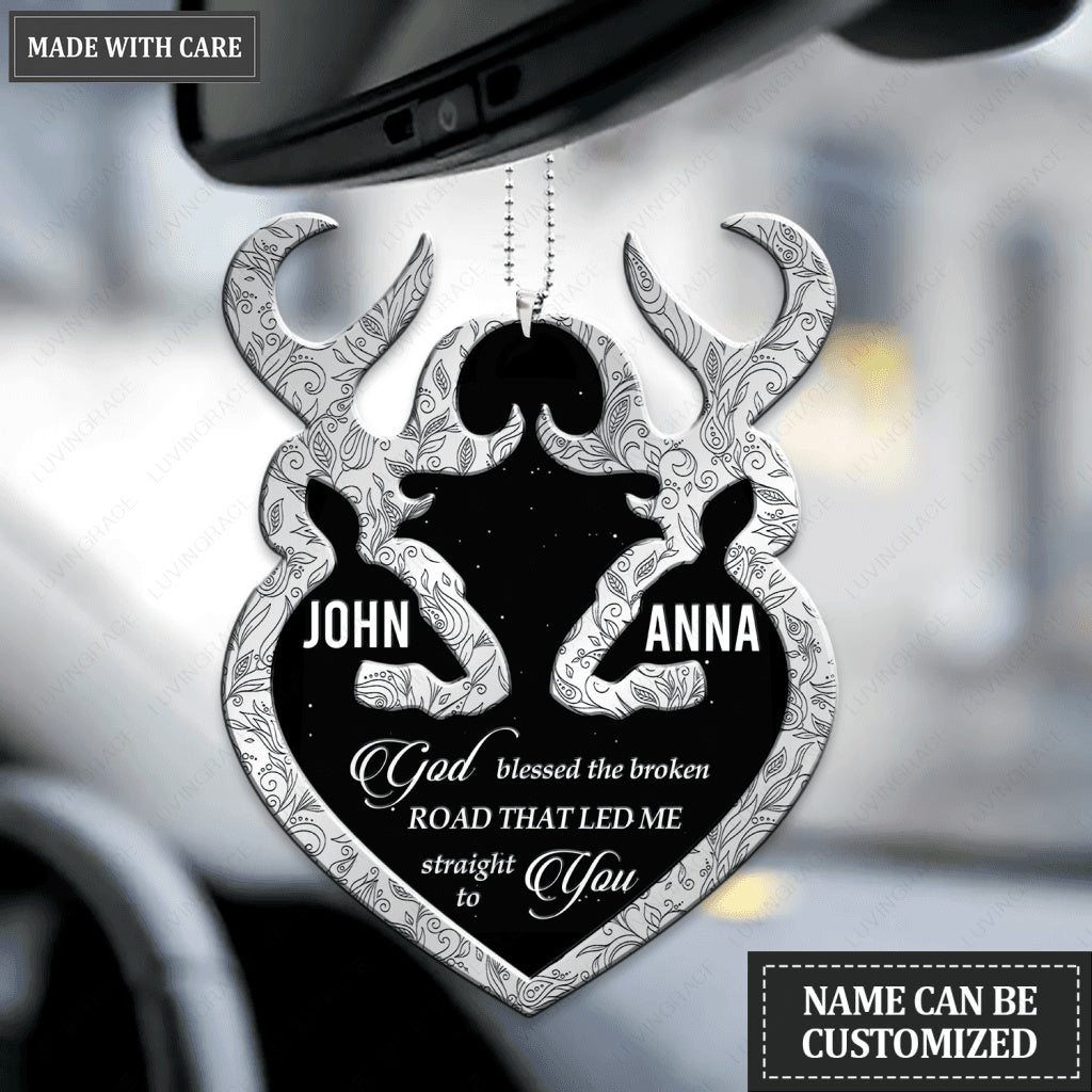 Silver Deer Couple God Blessed Personalized Ornament