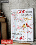 Personalized God Blessed Couple Bird Canvas Wall Art