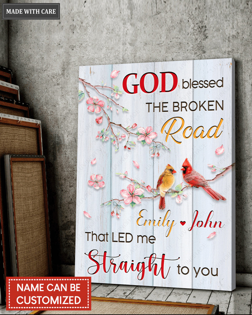 Personalized God Blessed Couple Bird Canvas Wall Art