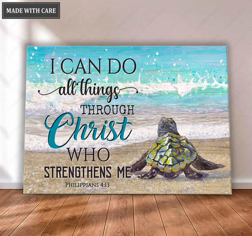 Baby Sea Turtle I Can Do All Things Wall Art