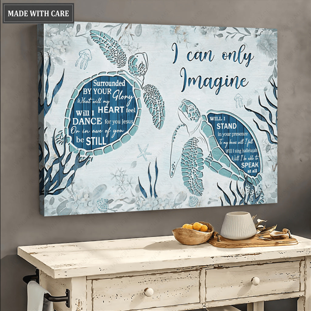 Blue Turtle Surrounded By Glory Canvas Wall Art