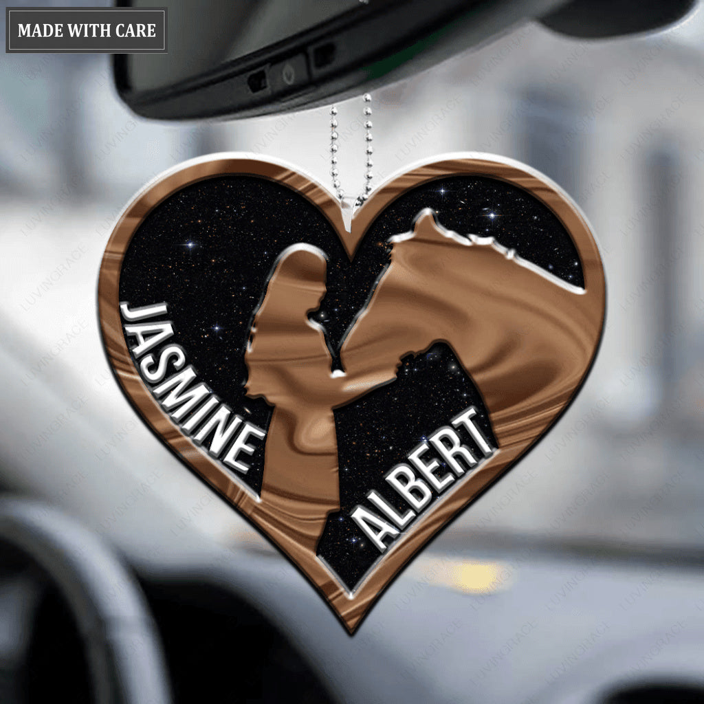 Girl & Horse Love Heart Ornament