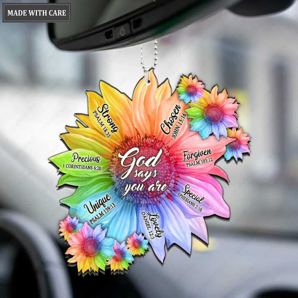 Rainbow Sunflowers God Says Ornament