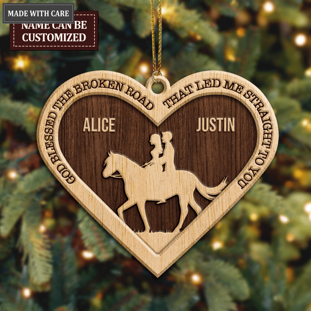 Farm Love Horse Cowboy And Cowgirl God Blessed Personalized Wood Engraved Ornaments