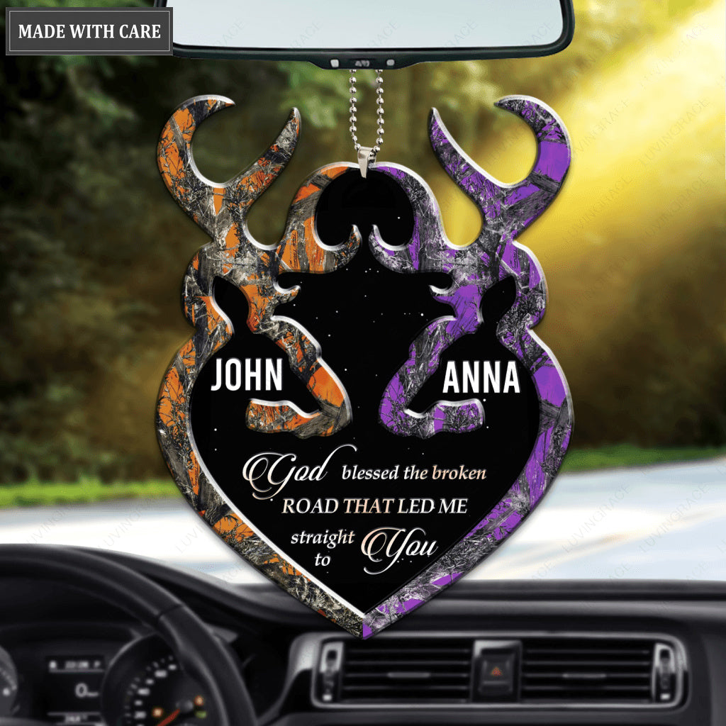 Orange Buck And Purple Doe God Blessed Personalized Ornament