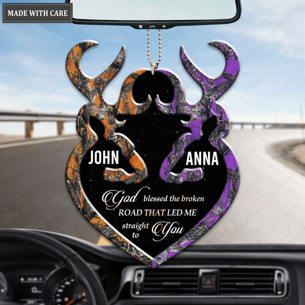Orange Buck And Purple Doe God Blessed Personalized Ornament