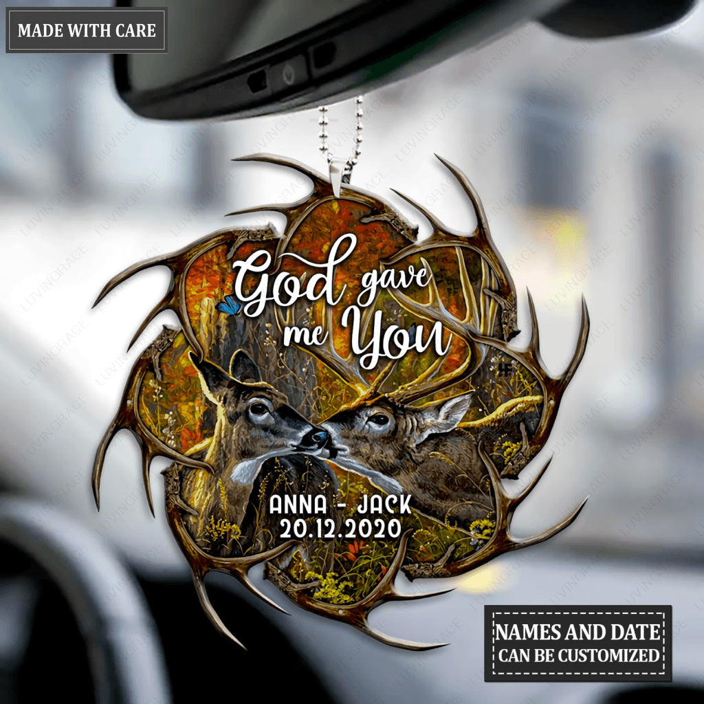 Deer Kiss God Gave Me You Personalized Ornament