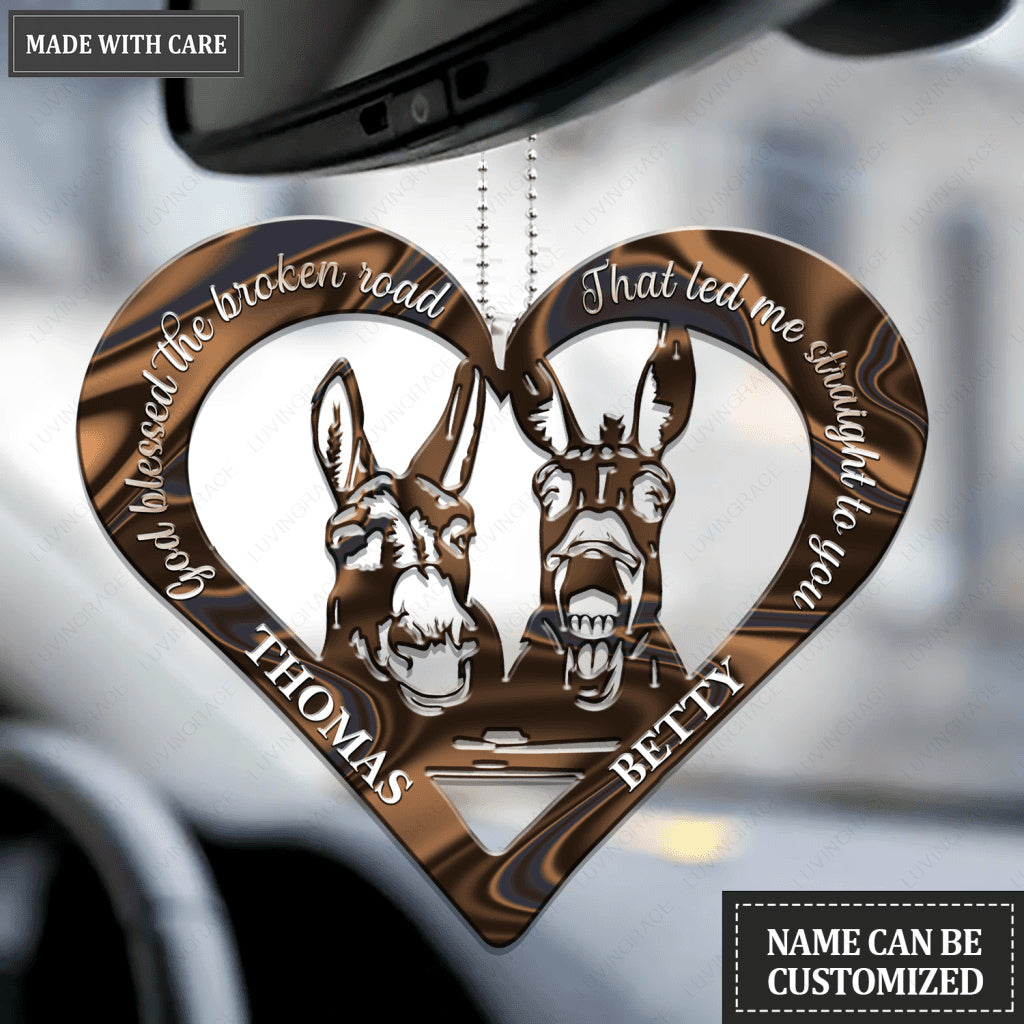 Donkey Couple God Blessed Personalized Ornament