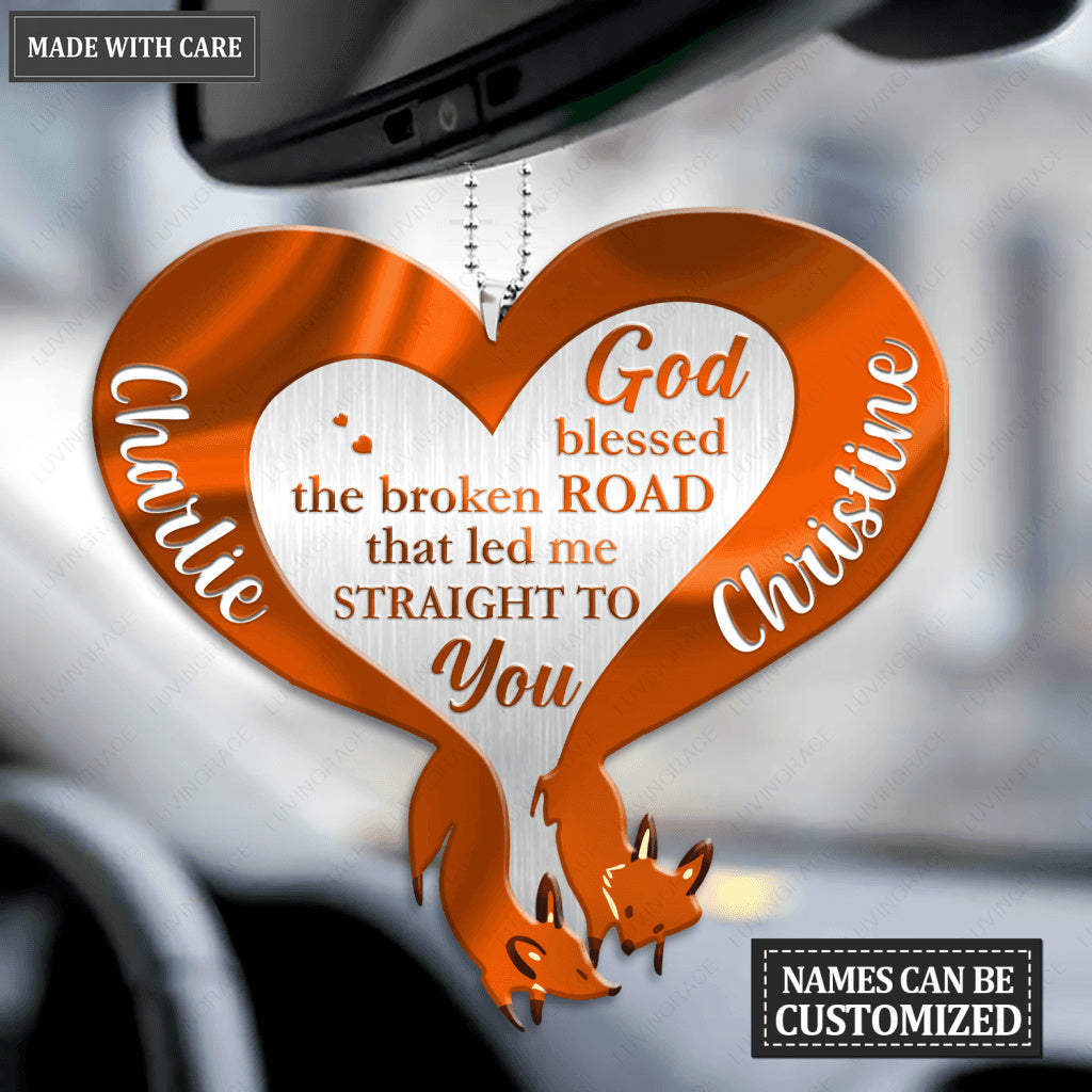 Fox Couple God Blessed Personalized Ornament