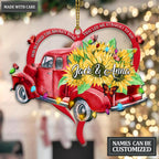 Sunflower Car With Heart God Blessed Personalized Ornament