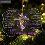 Purple Flower Cross And Butterfly Surrounded By Your Glory Transparent Ornament