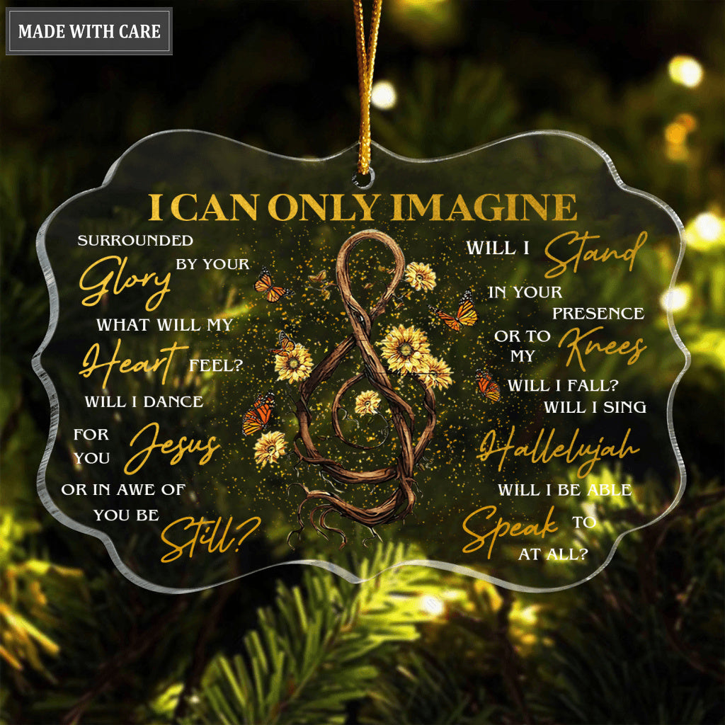 Sunflower Music Note And Butterfly Surrounded By Your Glory Transparent Ornament