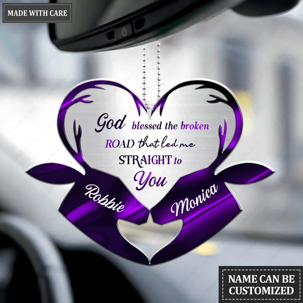 Purple Hologram Deers God Blessed Personalized Ornament